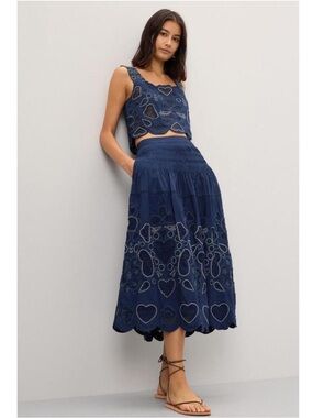 Sea New York Jeanetta Eyelet Midi Skirt